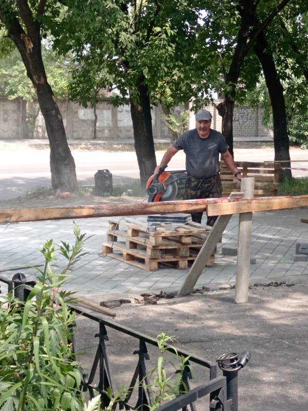 Backyard maintenance and garden details in Belogorsk, Russia