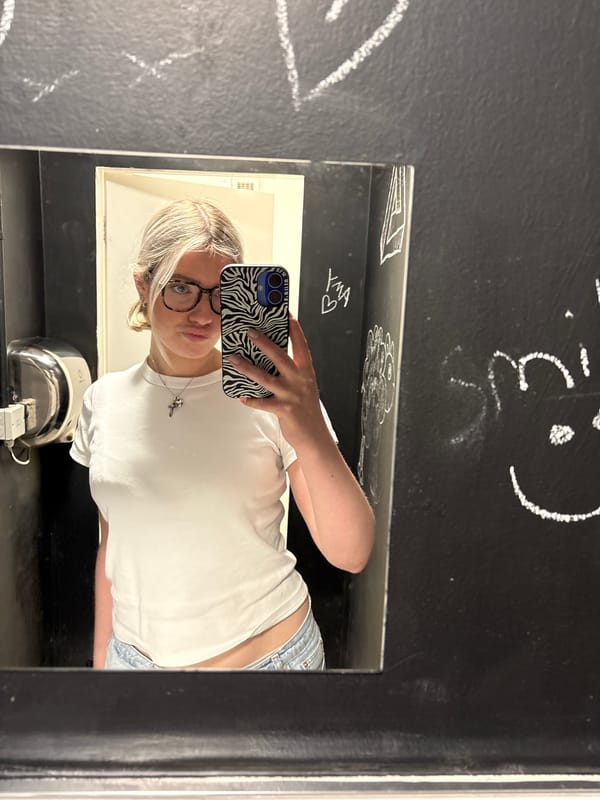 Person Takes Mirror Selfie in Manchester Bathroom
