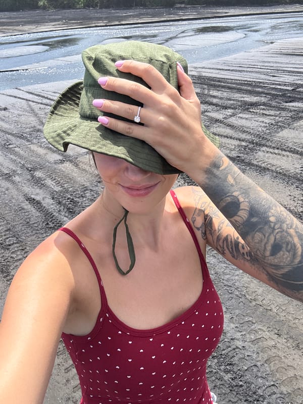 Woman in polka-dot swimsuit photographed outdoors in Kerambitan