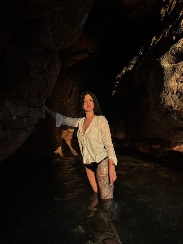 Sunset wading and cave exploration along the Sveti Stefan shoreline
