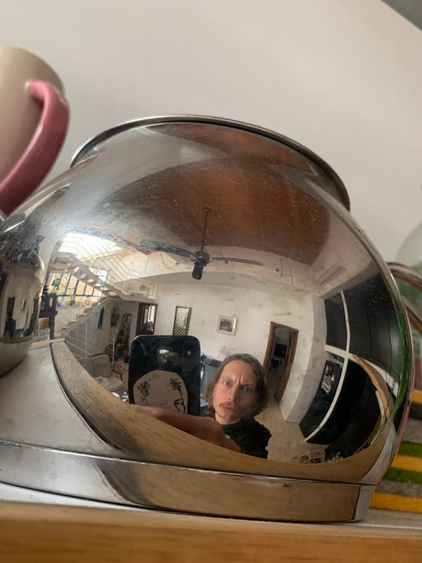 Young man and dog share quiet morning at Tel Aviv home