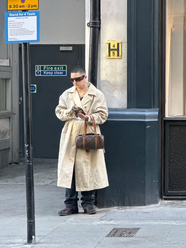 Pedestrians spotted near London's Saatchi Yates gallery district
