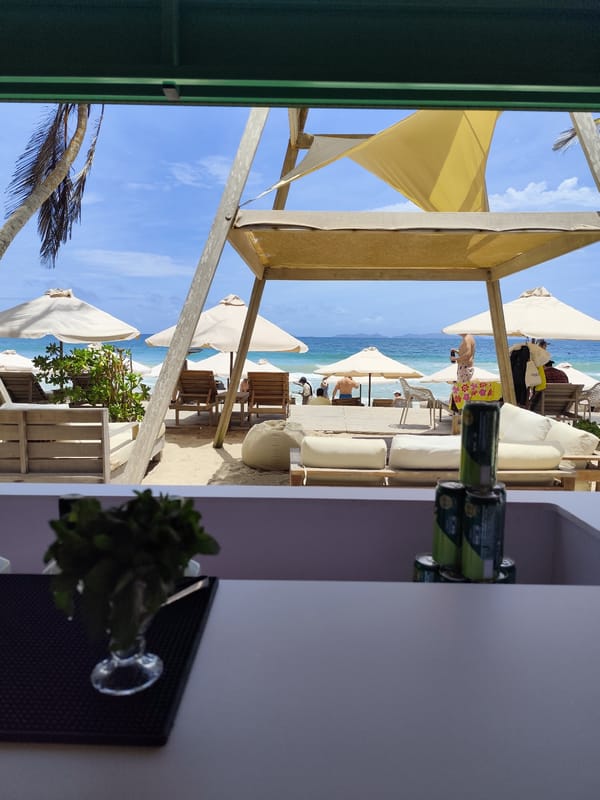 Beachfront bar scene captured at Playa Parguito, Venezuela