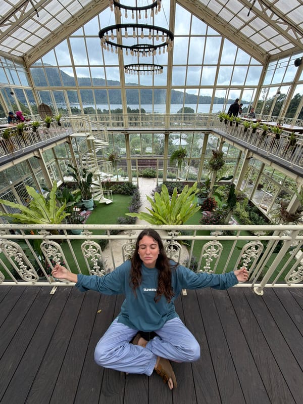Tourists visit greenhouse restaurant complex in Candikuning, Indonesia