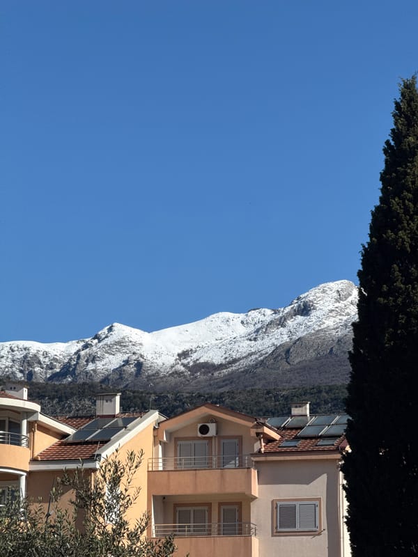 Clear skies and snow dust captured in Budva Montenegro