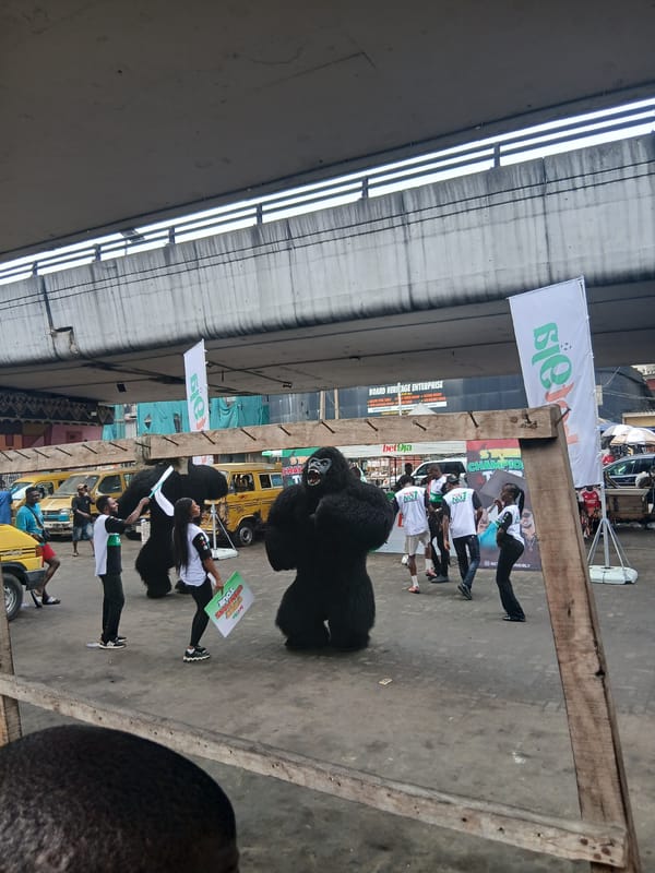 Bet9ja promotional event features dancing gorillas in Iganmu