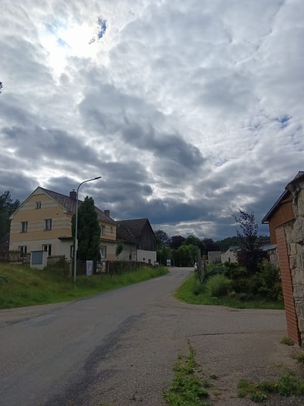 Quiet village road in Nová Ves, Czech countryside