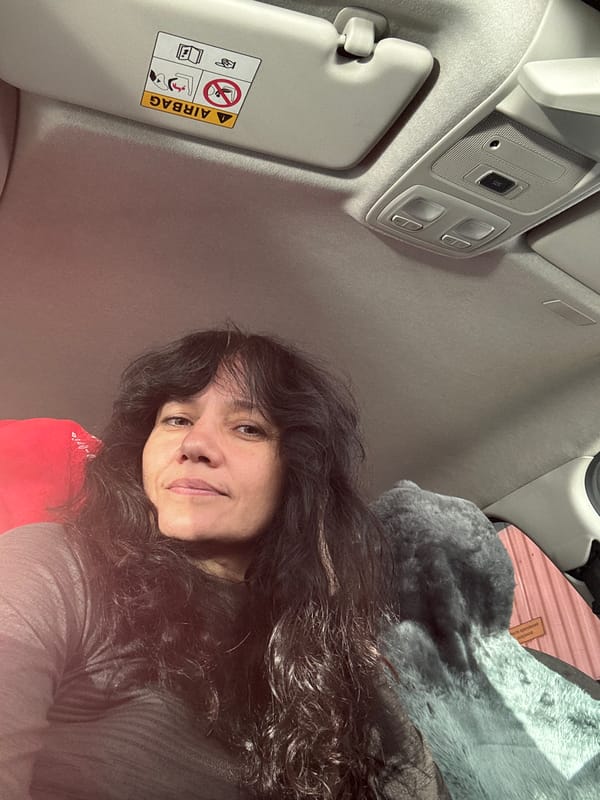 Woman takes vehicle selfie in Solikamsk, Russia