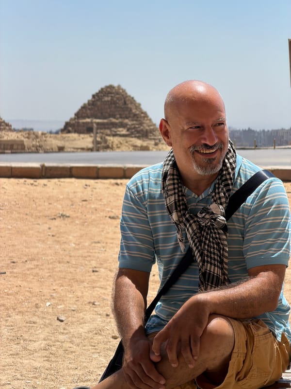 Morning at the Giza pyramids: sightseeing, souvenirs, and ancient stone