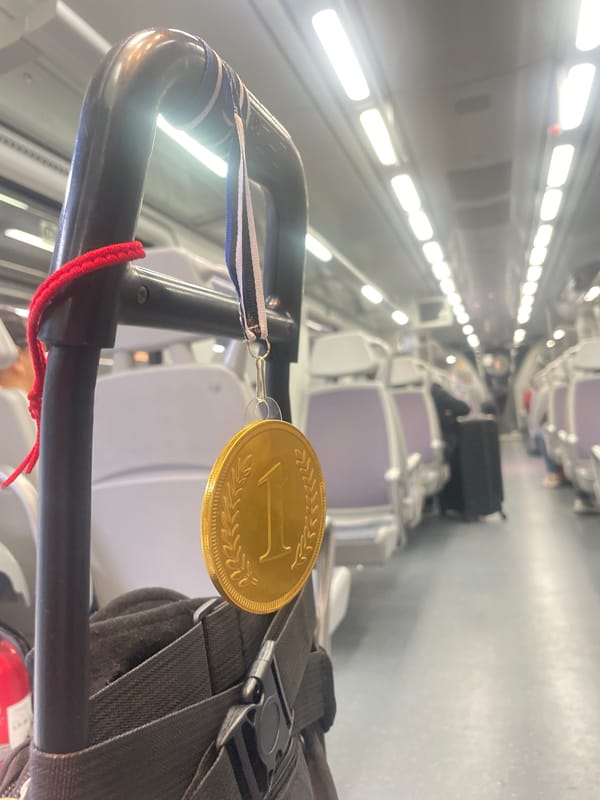 Train interior documented in Barcelona during morning hours