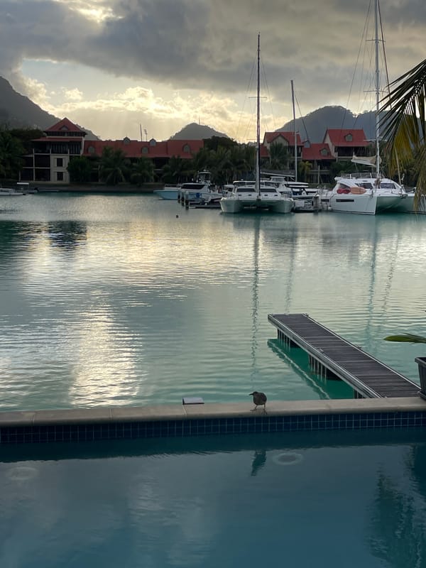 Victoria harbor at golden hour, Mahé, Seychelles