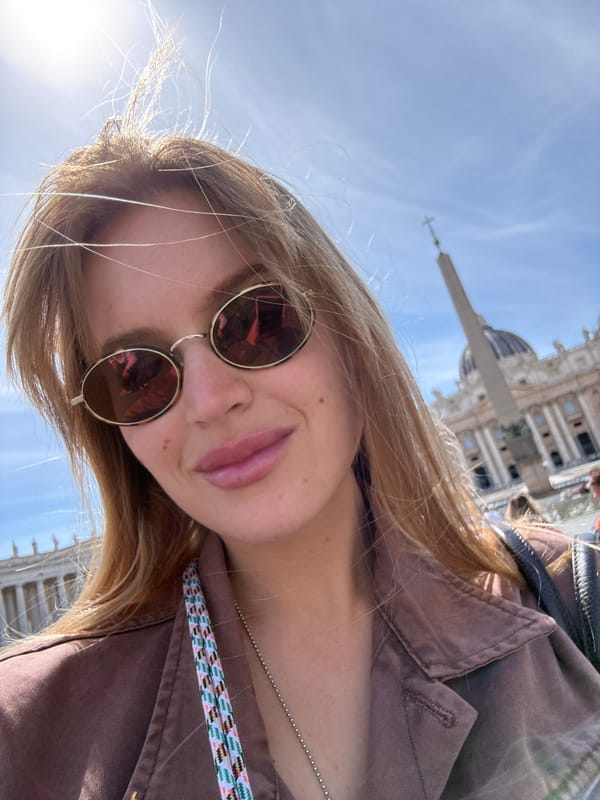 Tourist photographed at St. Peter's Square, Vatican City