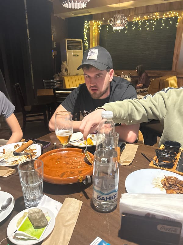 Group shares meal at Sofia restaurant