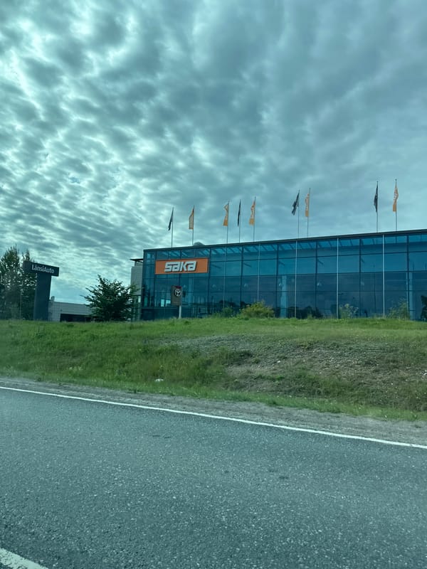 Cruising the Vantaa retail strip near Jumbo on a cloudy day