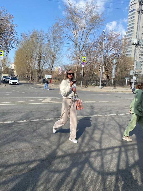 Pedestrians navigate streets and sidewalks in Khimki