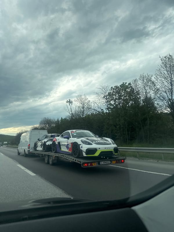 Race car transport observed on highway May 10