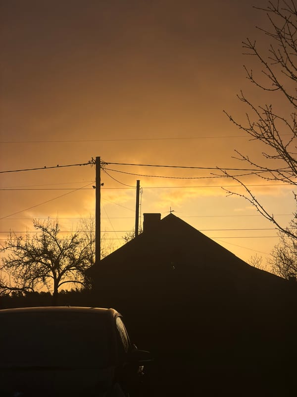 Colorful dawn sky observed in Dreiliņi, Latvia