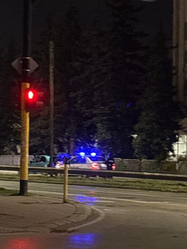 Emergency vehicle with blue lights parked in Sofia