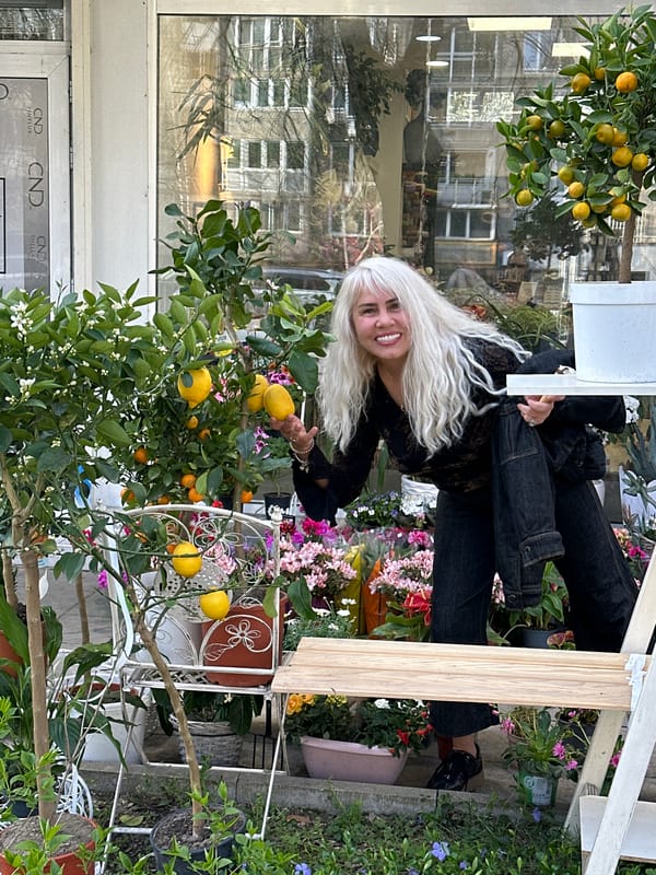 Woman visits florist, enjoys ice cream in Sofia