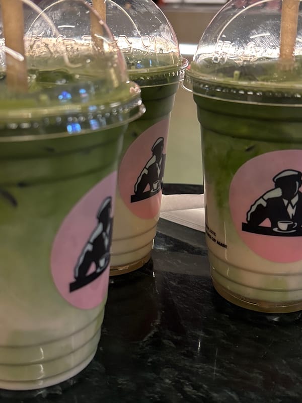 Matcha lattes served at Mexico City juice bar