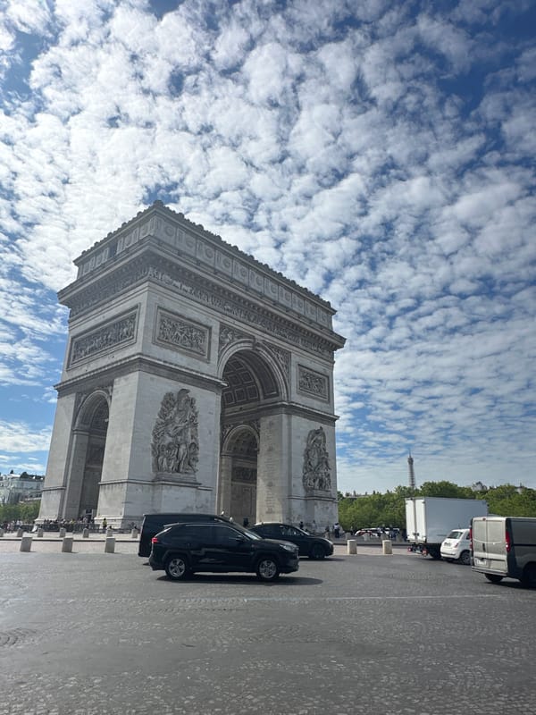 Arc de Triomphe on a cloudy June morning in Paris