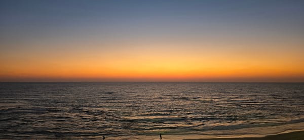 Sunset over the Mediterranean coast in Bat Yam