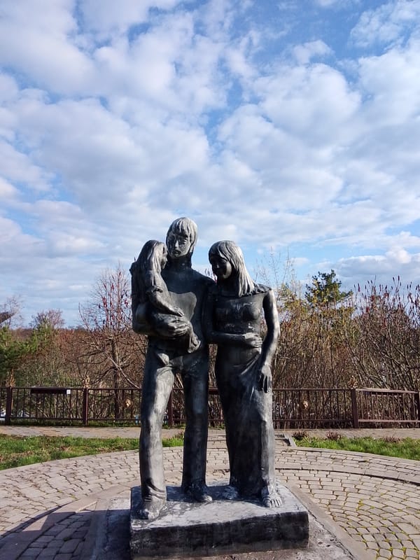 Visitor documents park landmarks in Khlevnoye, Russia