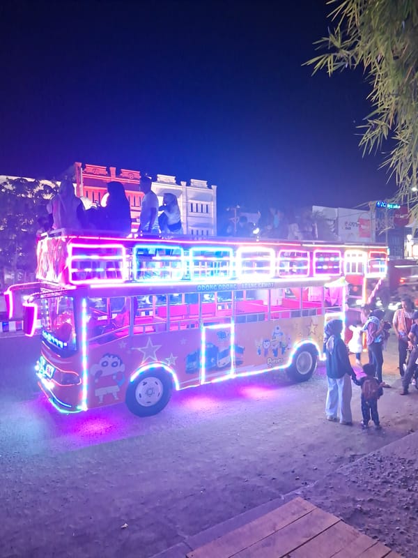 Colorful LED buses and nightlife documented in Lhokseumawe