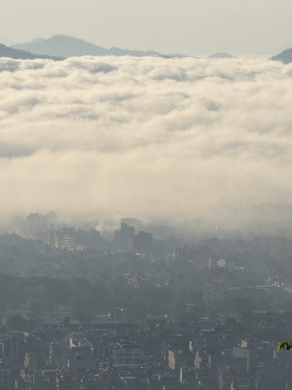 Morning clouds blanket Pokhara valley, Nepal