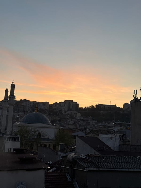 Dawn cityscape captured from Beyoğlu rooftop in Istanbul