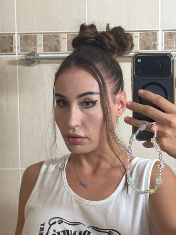 Quick selfie session in Tersefanou, Cyprus, graphic tee detail included