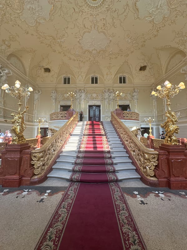 Inside Odesa's Opera and Ballet Theater, plus the surrounding promenade