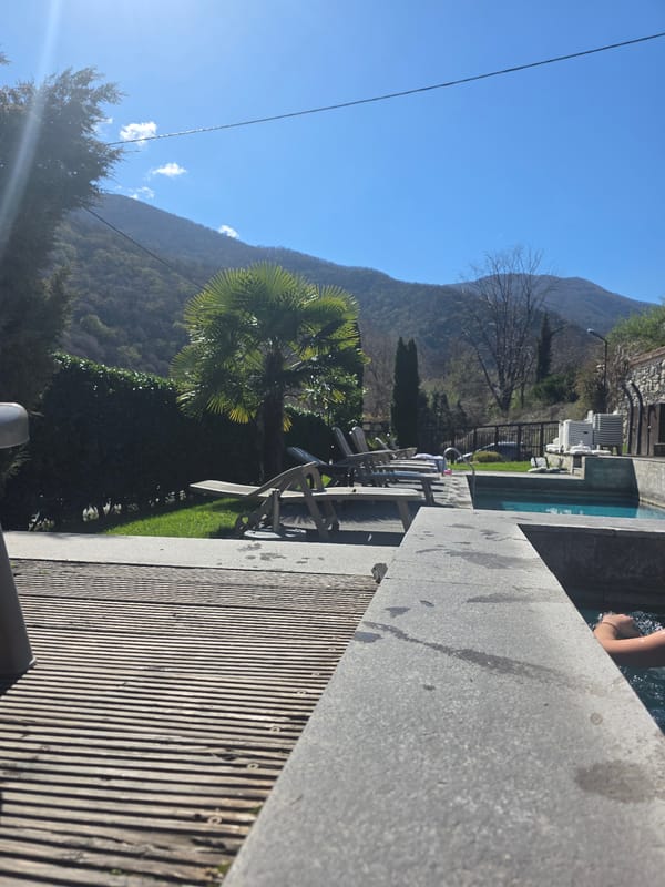 Sunny poolside scene documented in Varvara, Bulgaria