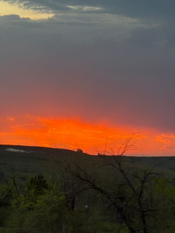 Sunset observed through dramatic clouds in Ternovka, Russia