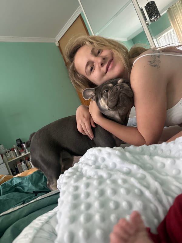 French bulldog shares tender moments with two different people