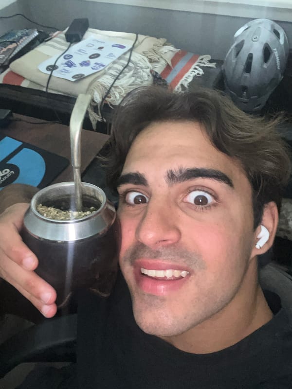 Man drinks traditional mate in Avellaneda, Argentina