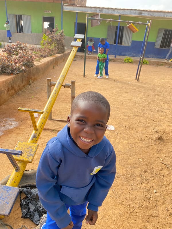 School children enjoy playground recess in Gura Top, Nigeria