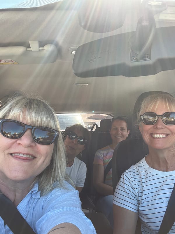 Four women in sunglasses spotted in car, Saint-Just-Saint-Rambert