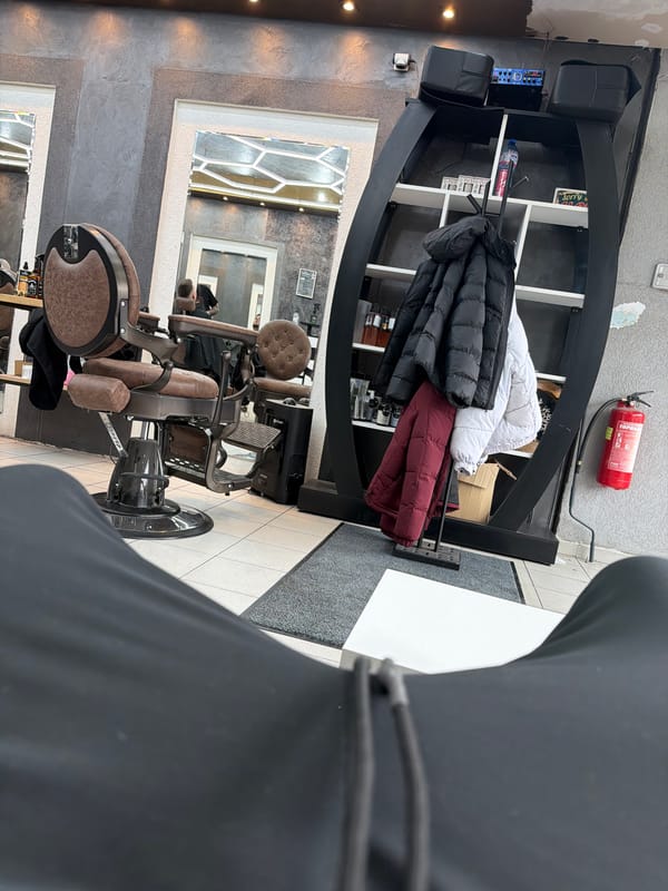 Barber shop interior documented in Sofia, Bulgaria