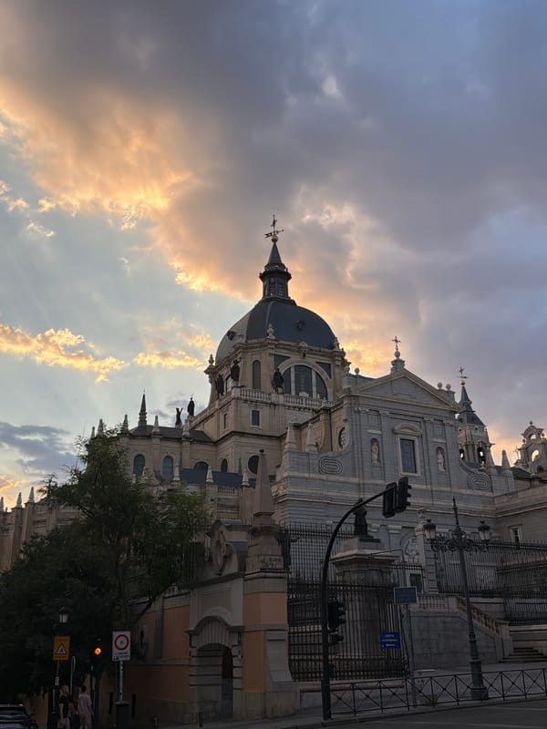 Almudena Cathedral at golden hour, Madrid