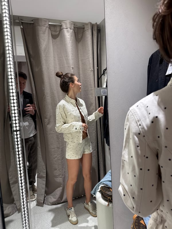 Routine clothing store shopping activity documented across fitting rooms