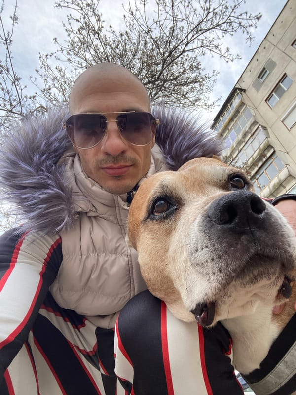 Man documents morning routine with dog in Pleven, Bulgaria