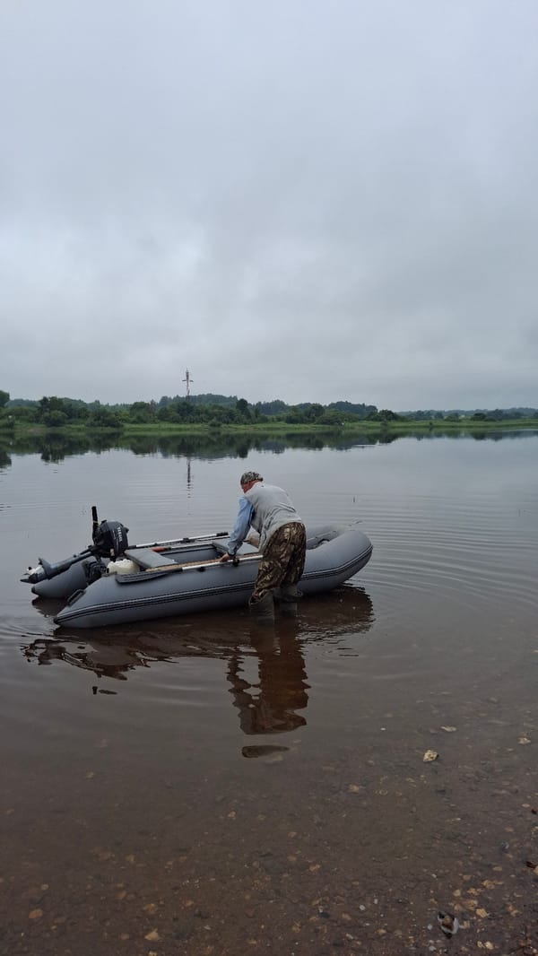 Quiet morning on the river in Selishchi, Russia