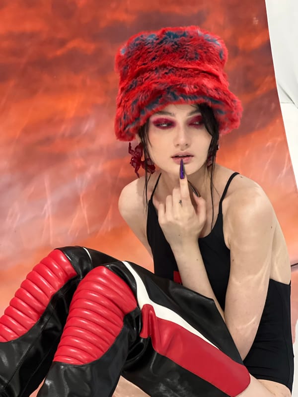 Woman poses for photo indoors in Khimki, Russia