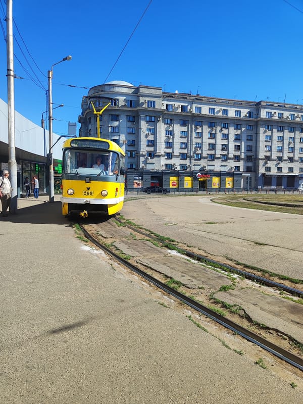 Tram 269 on the Kharkiv station route, street scenes nearby