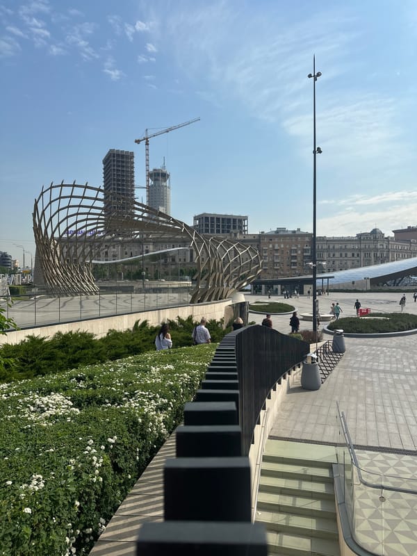 Morning activity documented at Moscow's Zaryadye Park