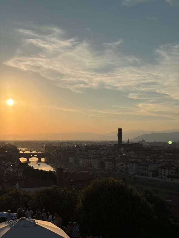 Florence skyline at golden hour, Duomo front and center