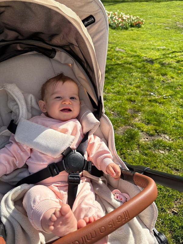Baby in pink outfit spotted in Veghel during afternoon outing