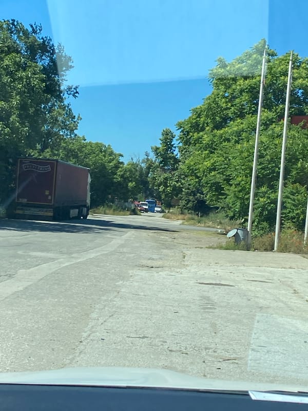 Morning traffic captured on Plovdiv boulevard including fruit transport truck