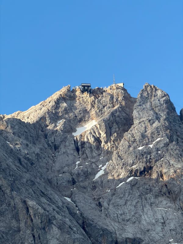 Zugspitze views and cable car infrastructure from Grainau